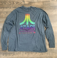 Atari Men’s XL Gray Long Sleeve Crewneck Cotton Blend Video Games Graphic Tee