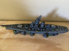 Aquarium Shipwreck Sunken Ship Resin Fish Tank Decorations Navy Battleship 13.5"