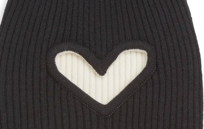 $675 NWT Burberry Black White Heart Wool Balaclava One Size Beanie