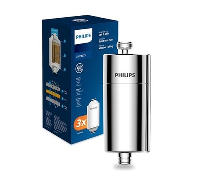 Philips Water Inline Duschfilter verchromt inkl. 3 Ersatzkartuschen, 