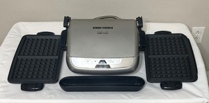 George Foreman Evolve Grill System Silver Ceramic Grill Plates w/ Waffle Plates
