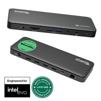 Plugable Thunderbolt 4 Dock, 100W Charging (96W Certified), Dual HDMI Docking