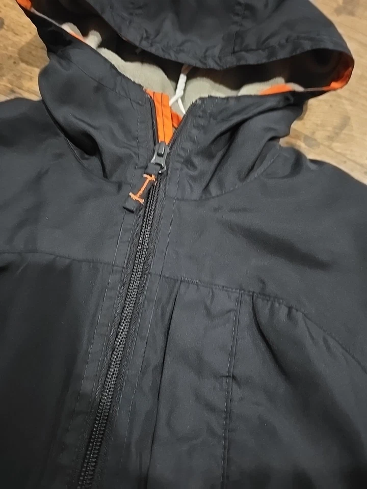 Gap Kids Boys XS Size 4-5 Fleece Lined Rain Jacket Coat Removable Hood Navy Blue - Image 2 of 4