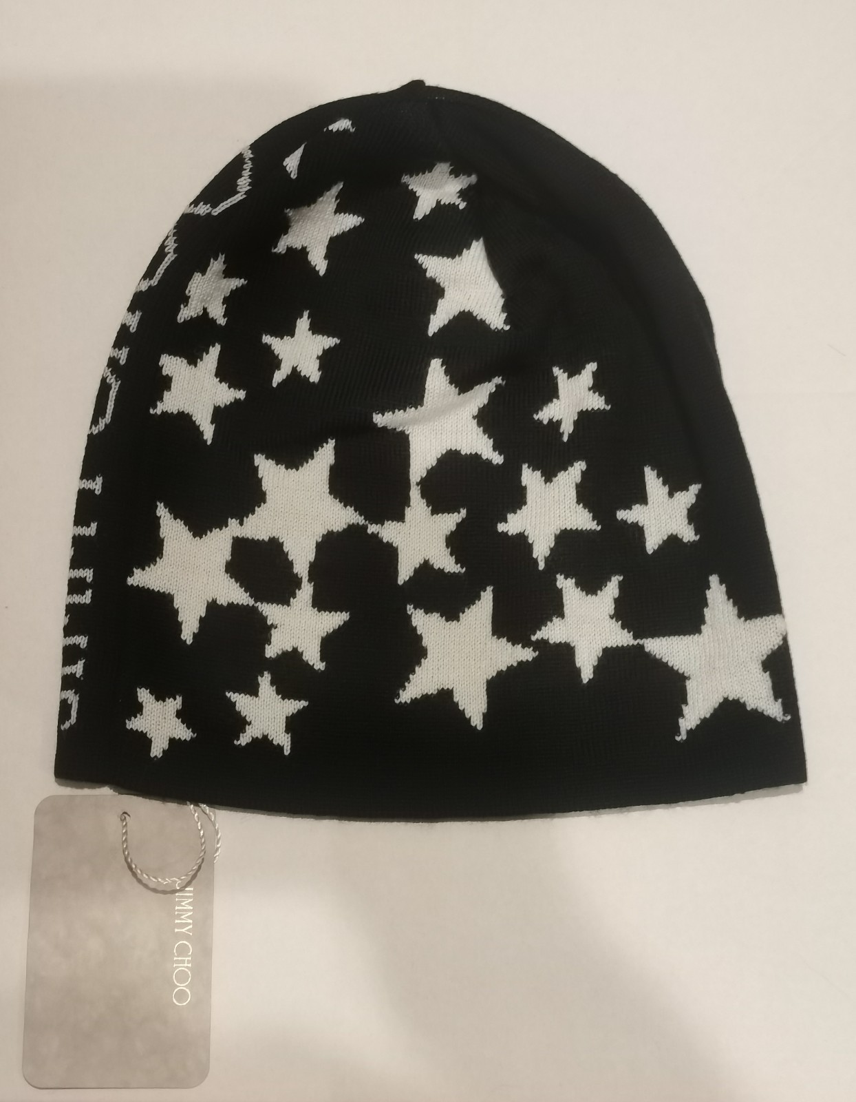 BNWT - Jimmy Choo Black White Stars Wool Blend Beanie - RRP: £160 image 3