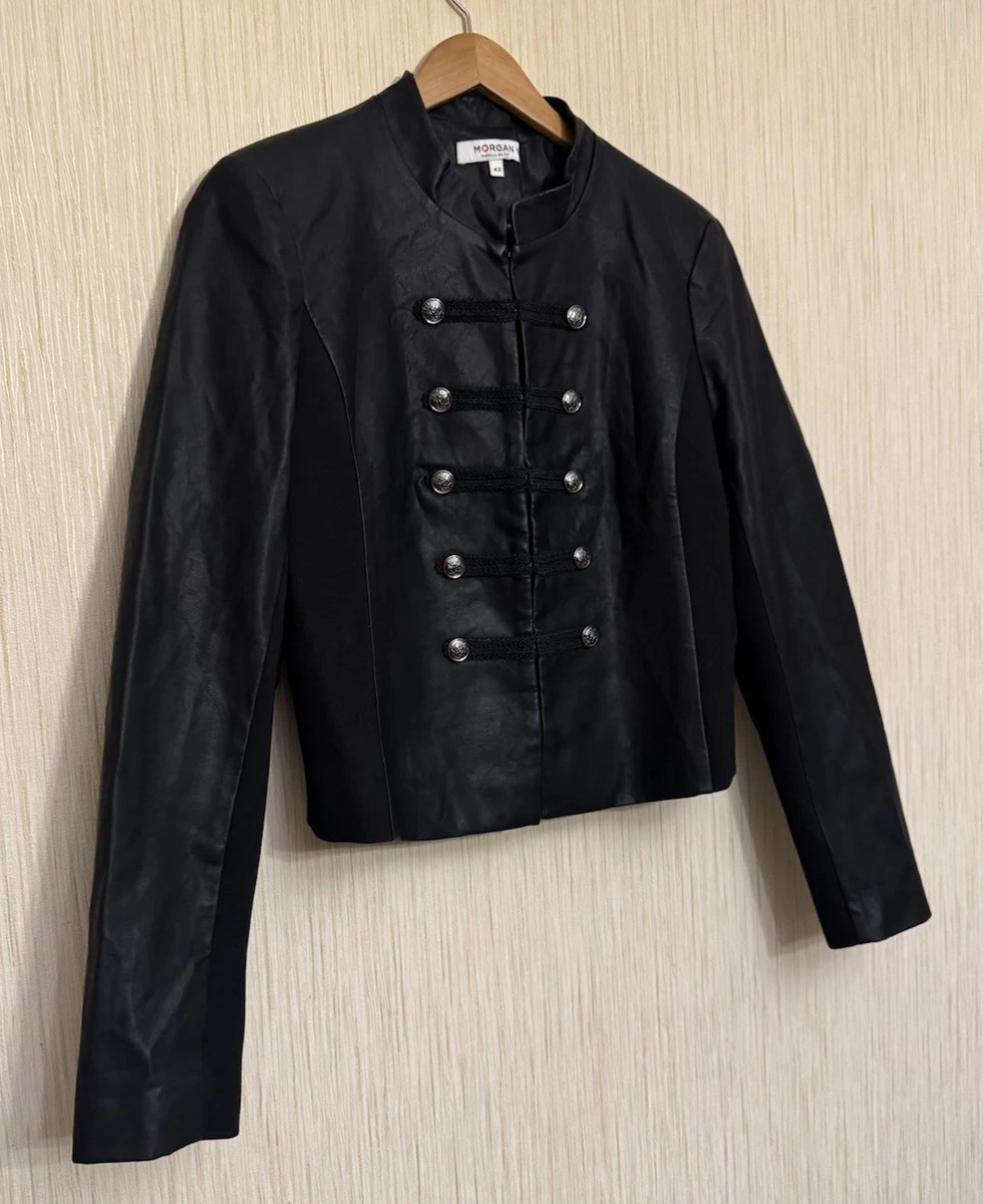 ジャケット・アウター Black Punk Napoleon Jacket Women Napoleon Jacket Women with Double Breasted Canvas Fitted - Jackets