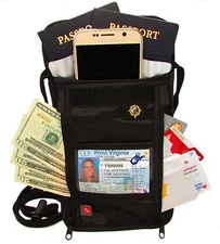 Travel Wallet/MoneyPouch (Passport Holder) & BONUS RFID Sleeves-Black