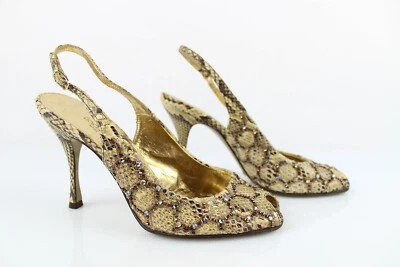 DOLCE & GABBANA Escarpins Ouverts Cuir Python Strass T 36 Excellent état - Photo 1/4