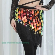 Belly Dance Hip Scarf Festival Sequins Belt Arabian Dance Wear Performance Skirt
