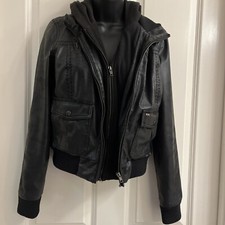Obey Leather Look Bomber/motorcycle Jacket S