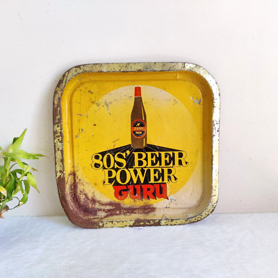 Vintage Guru Beer Advertising Tin Tray Barware Collectible Decorative Props T804