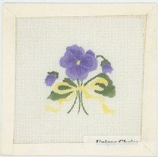 Unique Choice Needlepoint Pansy Floral Hand Painted Canvas NEW