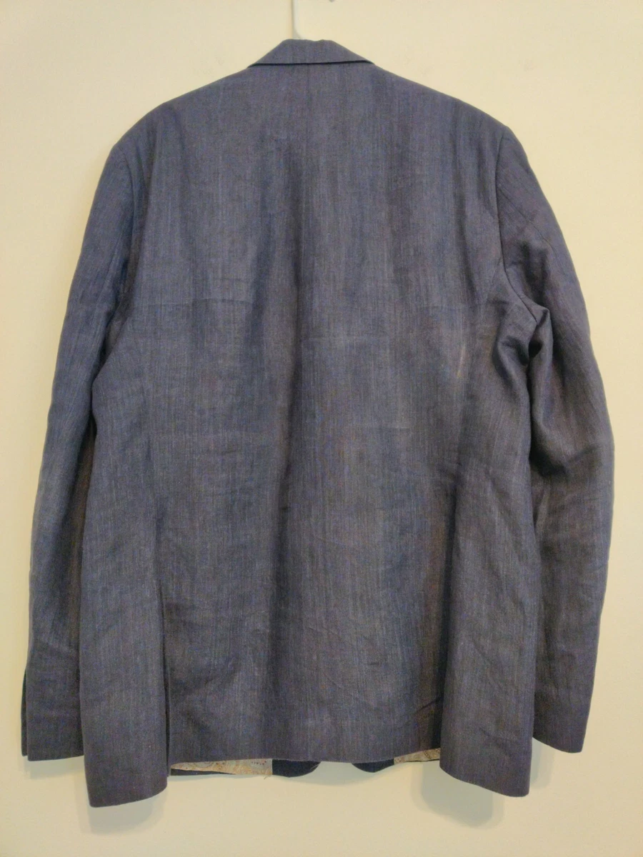 Alan Flusser Linen Jacket Blazer Navy Blue Sz 46L | eBay