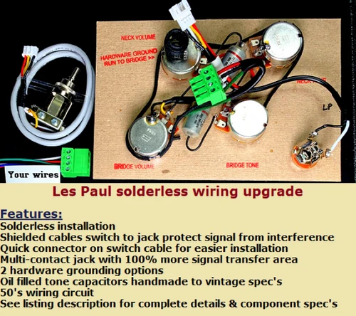 Chibson Les Paul Solderless Wiring Upgrade - Metric CTS Pots/Switchcraft 3 way!
