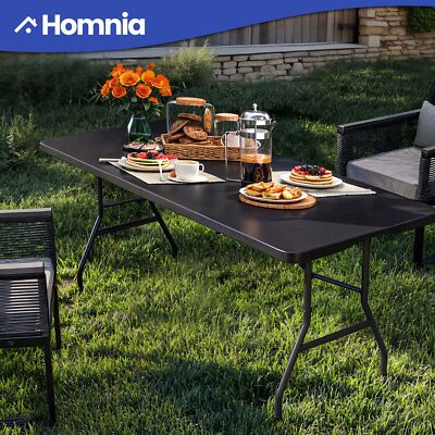 Heavy Duty 6ft Folding Table Plastic Durable w/ Handle for Camping