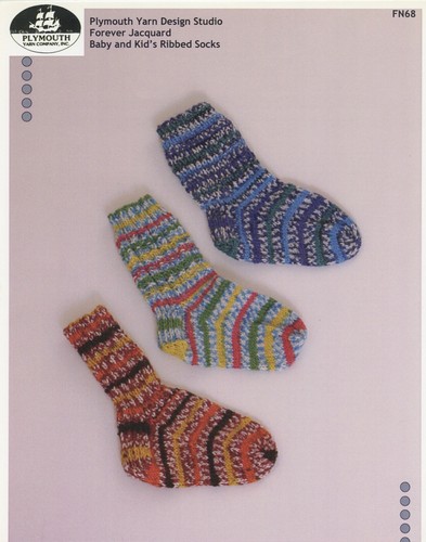 Plymouth Knitting Pattern FN68 Baby and Kid's Ribbed Socks - 3 sizes - 第 1/2 張圖片