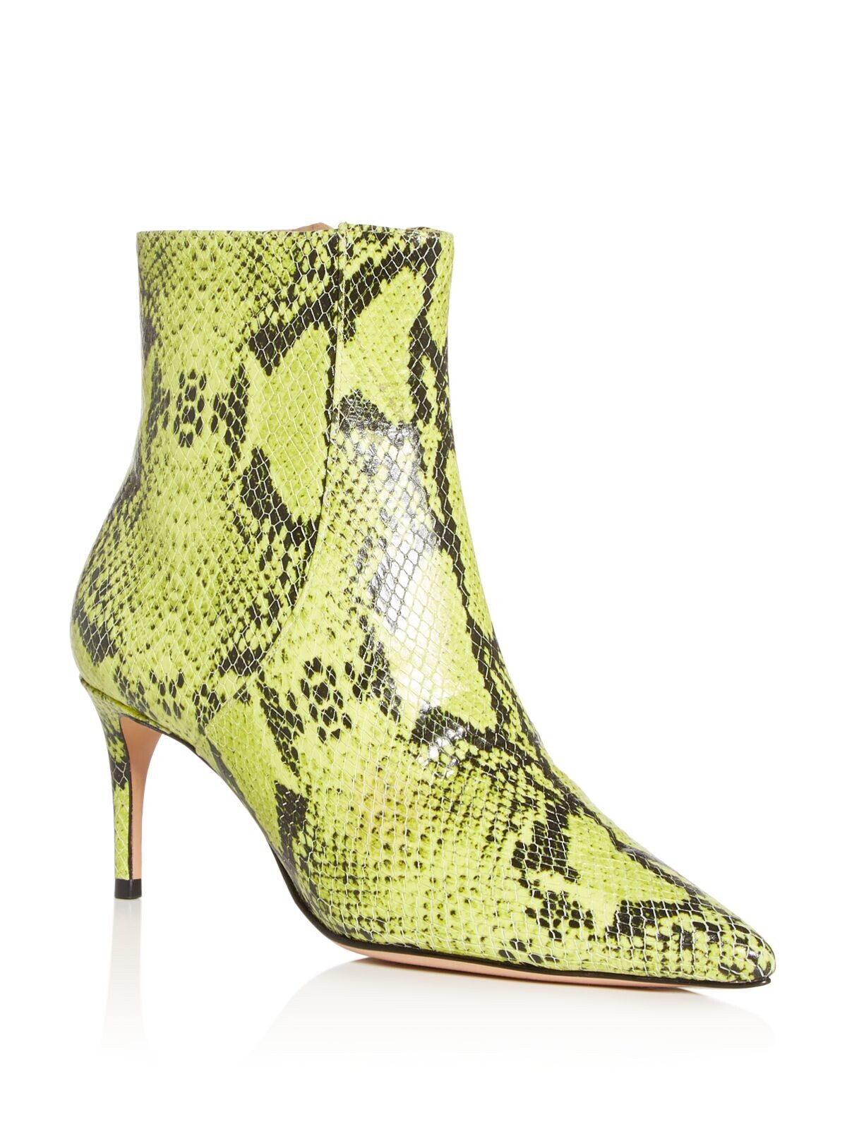 SCHUTZ Womens Green Snake Print Bette Toe Kitten Heel Leather Booties 6.5 B