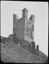 Glas magische Laterne Dia LILBURN TOWER DUNSTANBURGH UM 1890 FOTO NORTHUMBERLAND
