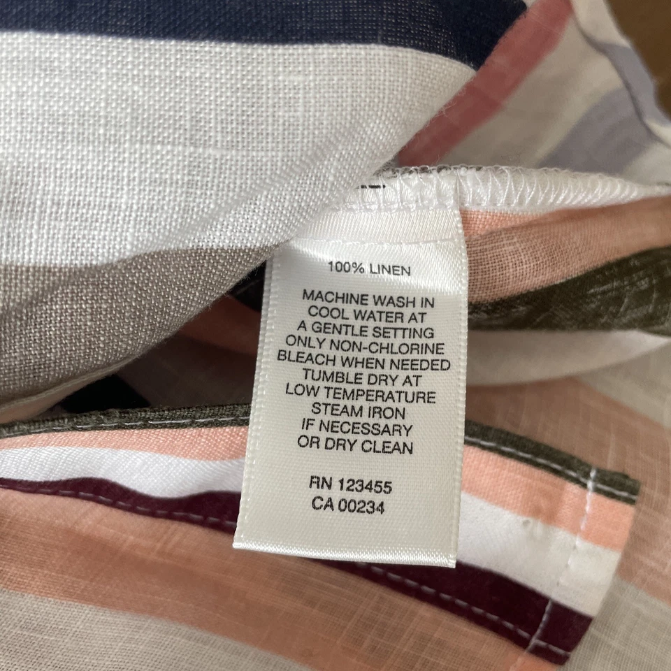 Camisa Lord & Taylor 100 % lino para mujer a rayas pastel abotonada de gran tamaño pequeña Foto 4 de 4