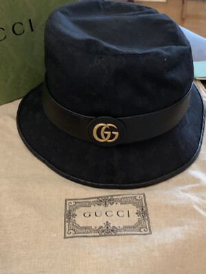 GUCCI / バケットハット/M/BLK/レディース/576587 4HG53 AUTHENTIC GUCCI double G bucket hat 576587 4HG53 1060 Cotton