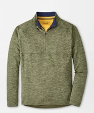 NEW MENS PETER MILLAR GOLF L/S MAVEN Performance 1/4 ZIP PULLOVER, MEDIUM, OLIVE