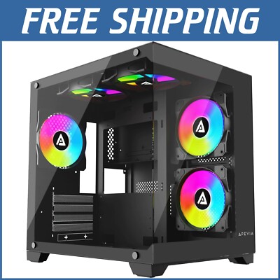 Elegant Gaming PC Case with Tempered Glass & 5x RGB Fans - Ideal for Gamers~