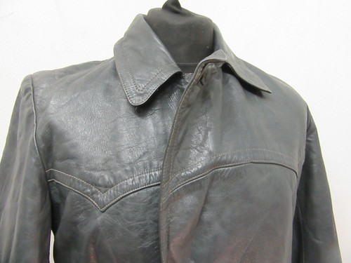 VINTAGE WW2 GERMAN WEHRMACHT OFFICERS LEATHER TRENCH COAT JACKET, SIZE M + LINER - Picture 11 of 22