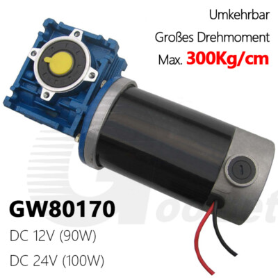 Schneckengetriebe Getriebemotor DC 12V 90W 24V 100W Großes Drehmoment GW80170
