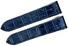 WATCH LEATHER BAND STRAP FOR CARTIER SANTOS 100XL 24.5MM BLUE COLOR