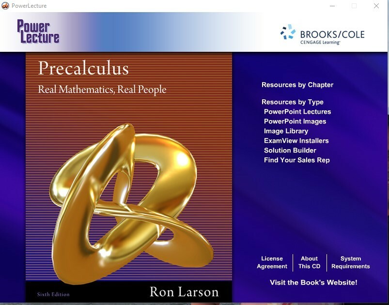 PRECALCULUS: REAL MATHEMATICS, REAL PEOPLE -Power Lecture with ExamView