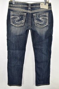 Silver-Jeans-Twisted-Capri-Crop-Womens-Jeans-Size-27-Blue-Meas-29x27-Stretch