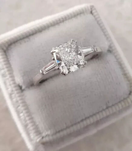 2Ct Cushion Lab-Created Diamond Halo Engagement Ring 14K White Gold Plated - Picture 5 of 8