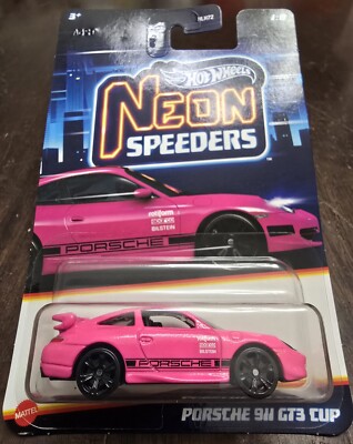 Hot Wheels 2024 Neon Speeders Porsche 911 GT3 Cup Pink #1/8 (Lot