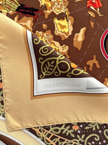 Hermes Silk Scarf “www.Hermes.com” Map Of the World" Authentic - Picture 3 of 24