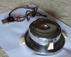 Vintage Art Deco Electric Round Shiny Chrome Waffle Iron-Bakelite Handles — photo 1