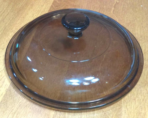 Pyrex Corning Visions V-1.5-C B Amber Brown Round Glass Replacement Lid 7-1/4"