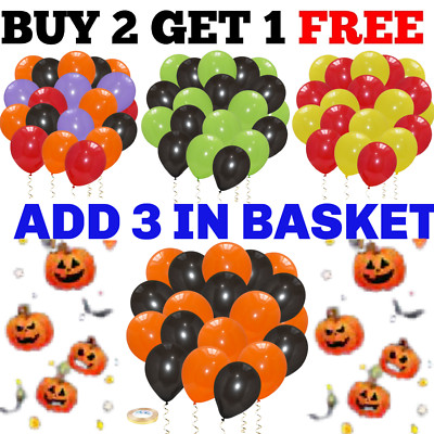 Halloween Luftballons Orange & Schwarz Grusel Kürbis Geist Party DEKO BALLONS BALLON