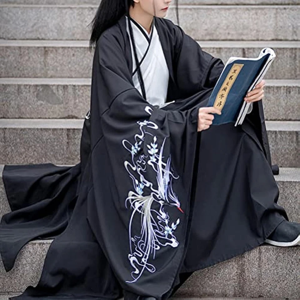 Unisex Antiguo Chino Hanfu Disfraz Largo Seeve Vestido Tradicional Budista Foto 3 de 4