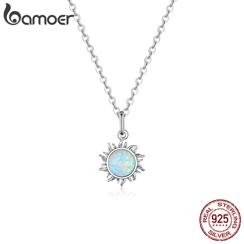 Nuova Collana Argento Sterling Donna Bianco Opale Sole Ciondolo Catena Regalo per Lei - Foto 7 di 9