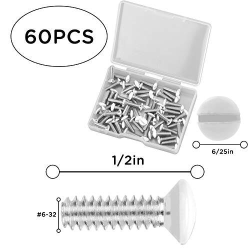 AIEX 60Pcs 1/2 Inch Long 632 Thread White Wall Plate Screws Outlet