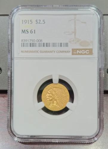 1915 $2.50 Gold Indian - MS61 - NGC