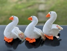 LOT of 3 Ty Beanie Babies Gracie The Swan White 1996 Birds Plush