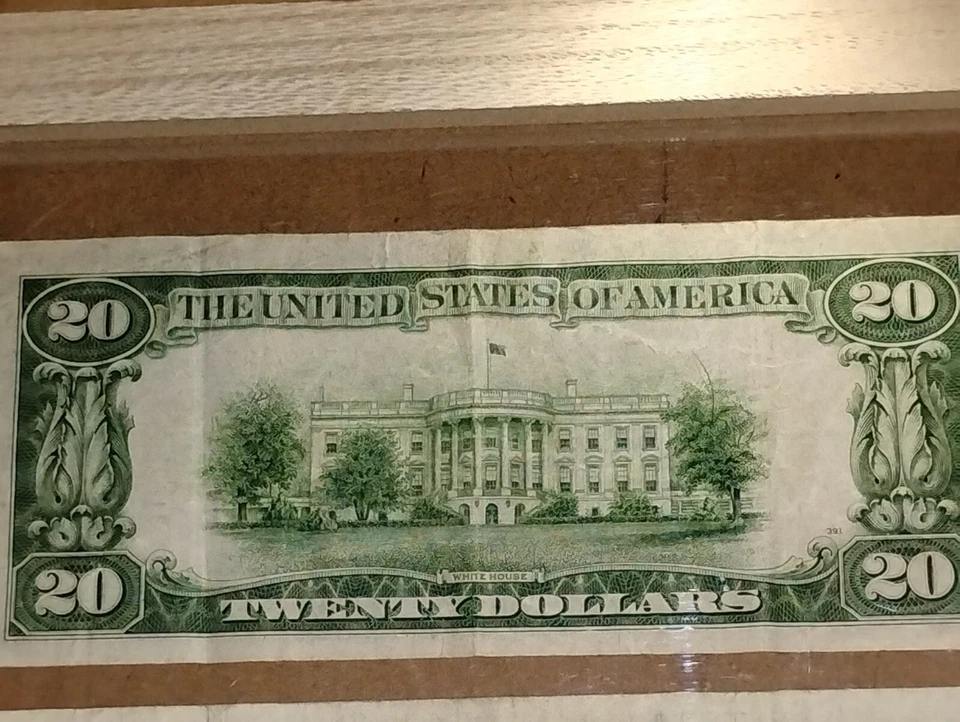 Old US Currency 20$ And 5$ Bills Framed. A Piece Of History 1935&1950 - Image 2 of 4