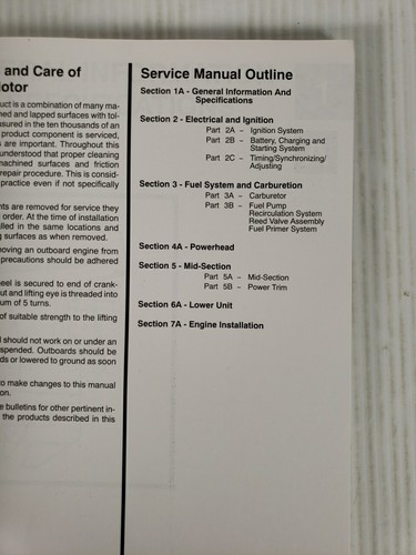 Force Outboards Service Manual Force 1995 40/50 HP (90-828821 1094) - Picture 5 of 12