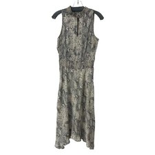 Allison Joy High Neck Snakeskin Smocked Waist Maxi Dress Women's Small