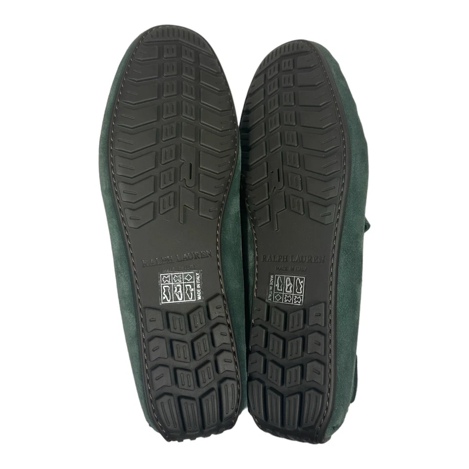 ZAPATOS MOCASINES DE CONDUCCIÓN RALPH LAUREN PURPLE LABEL 9D HAROLD VERDE GAMUZA NUEVOS Foto 4 de 4
