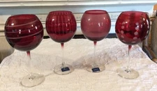 4 Mikasa Cheers Ruby Red Baloon Wine Glasses 16 Ounce 9” Tall  Barware Stemware