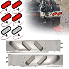 Stainless 30" Mud Flap Hanger Lighted Bar 4 Red 2 White 41LED 2.5" Spacing