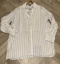 Massimo Dutti Ladies Linen Blend Striped Over Shirt Blouse Size Medium/Large