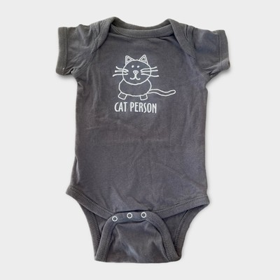 Unisex Infant Baby ''Cat Person'' Gray Short-Sleeve 1-pc 6mos Cute & Comfy