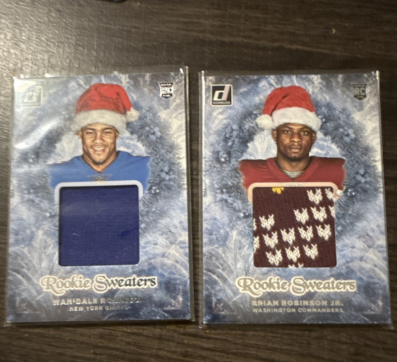 Donruss 2022 Rookie Sweaters Rookie Patch Lot 2 Wan'Dale & Brian Robinson Jr.